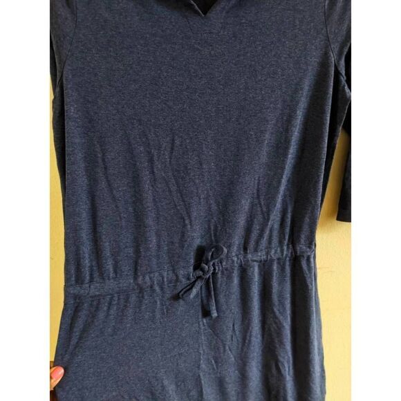 L.L. Bean Dress Women’s Size Small Blue Knit V-Neck 3/4 Sleeve Adjustable Waist - Picture 8 of 8